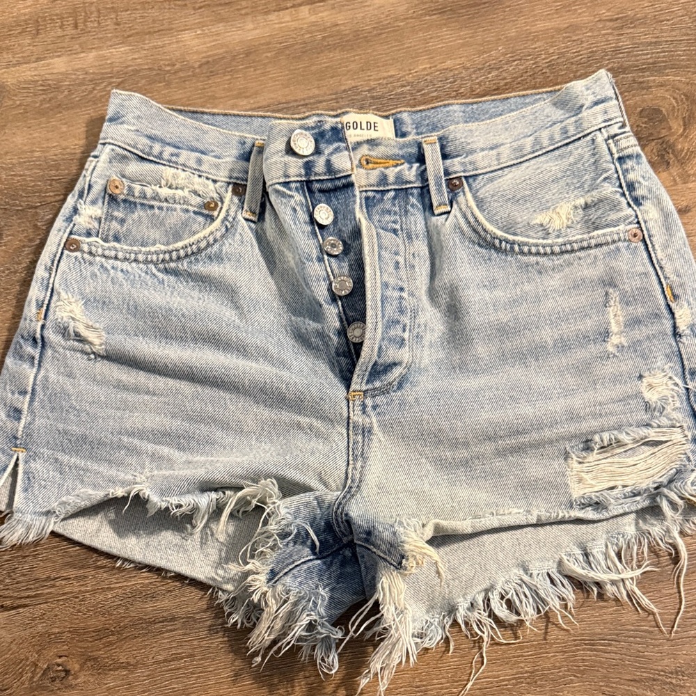 Agolde Vintage Wash Frayed Denim Shorts